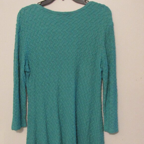 Joseph Ribkoff Textured Knit Tunic Top Women's 14 Teal Langenlook Assymetric Hem - Picture 6 of 7